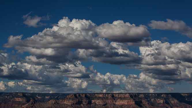 Scattered clouds above the North Rim of the Grand Canyon, Arizona