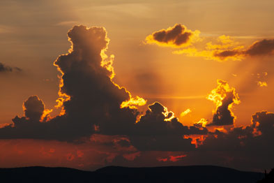 Clouds at sunset as seen from the Sierra Ancha, Arizona