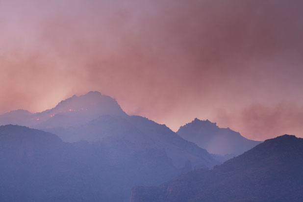 The Bighorn wildfire in the Santa Catalina Mts. near Tucson, Arizona