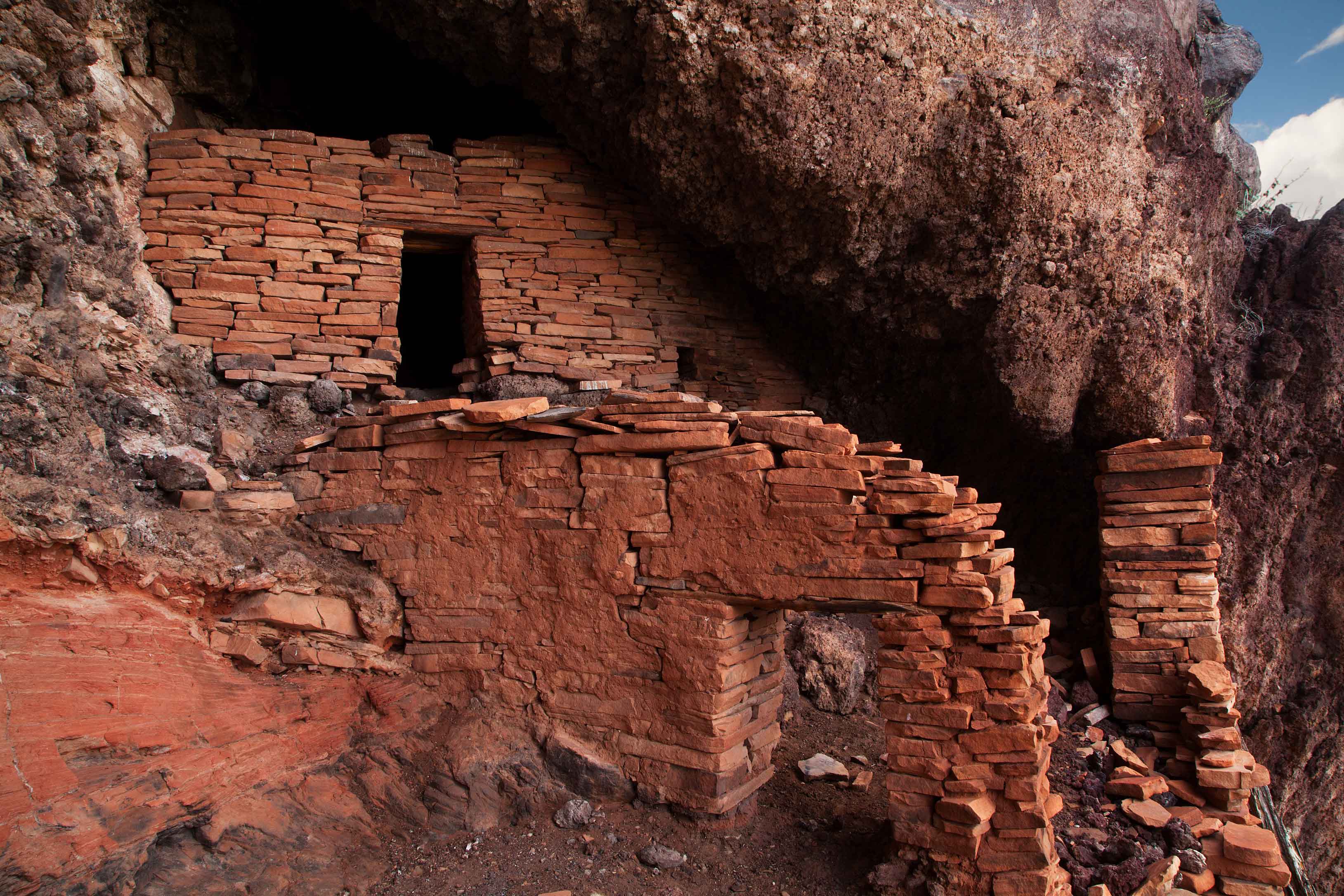 Part of a Native American cliff dwelling overlooking the Sycamore Canyon Wilderness built by the Verde Hohokam (a.ka., Southern Sinagau) between A.D. 1125 and 1300