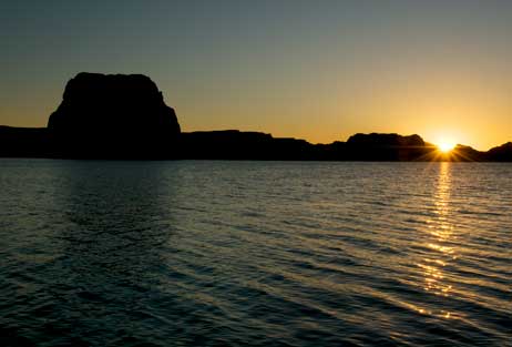 Lonerock at sunrise on the Utah side of Lake Powell