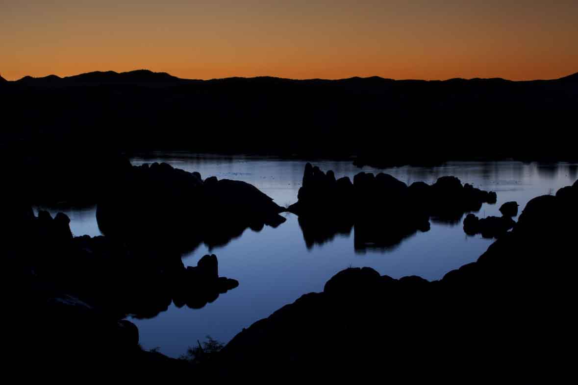 Twilight at Watson Lake on the edge of Prescott, Arizona