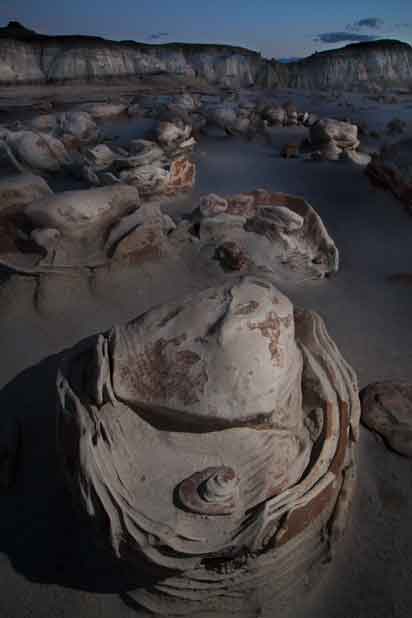The "Cracked Eggs" rock formations in the desert at the Bisti Badlands, New Mexico