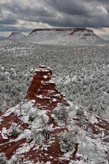 Looking south from Boynton Canyon in winter in the red rock country near Sedona, Arizona