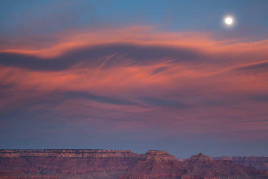 Moonrise from Mather Point at the South Rim of the Grand Canyon, Arizona
