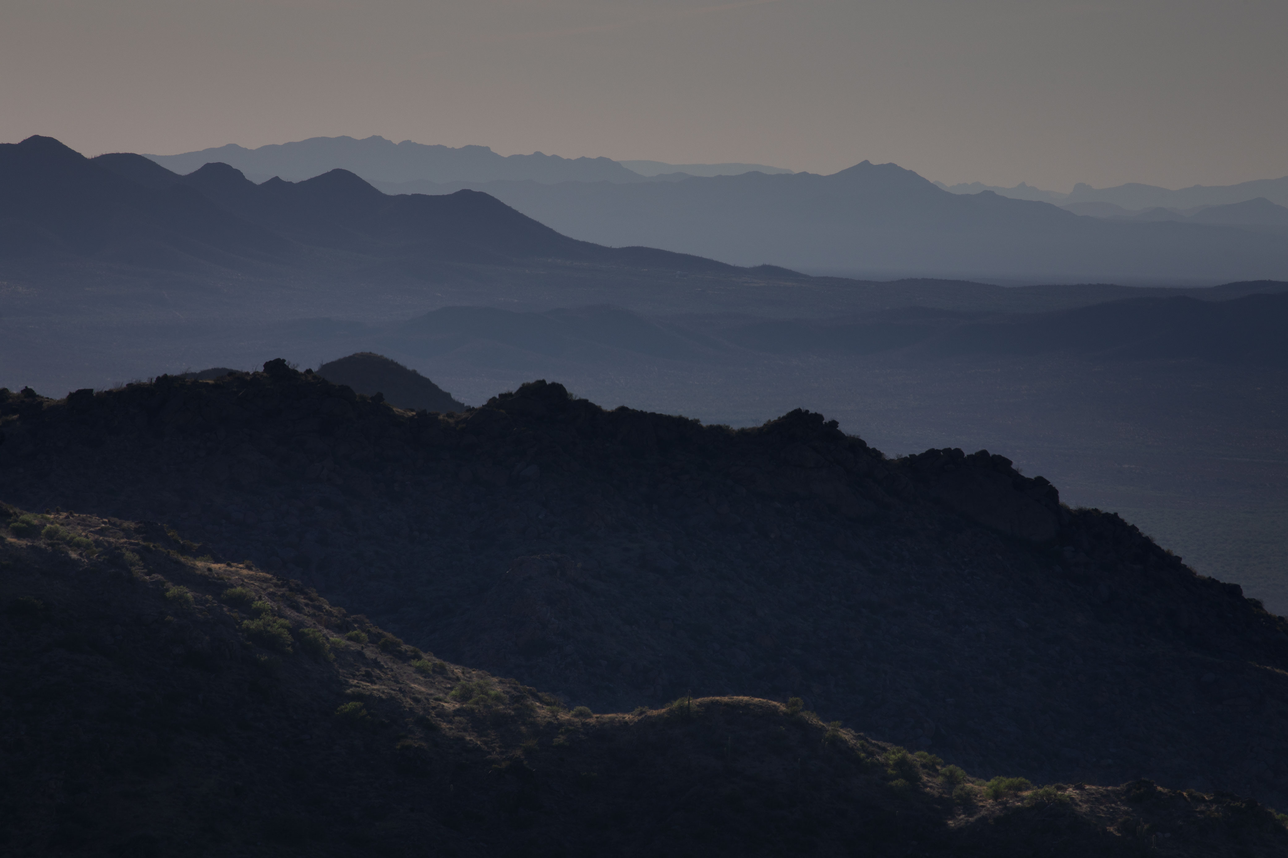 From the Quinlan Mts. looking west toward other southern Arizona ranges including the Combobi and Quijotoa Mts.
