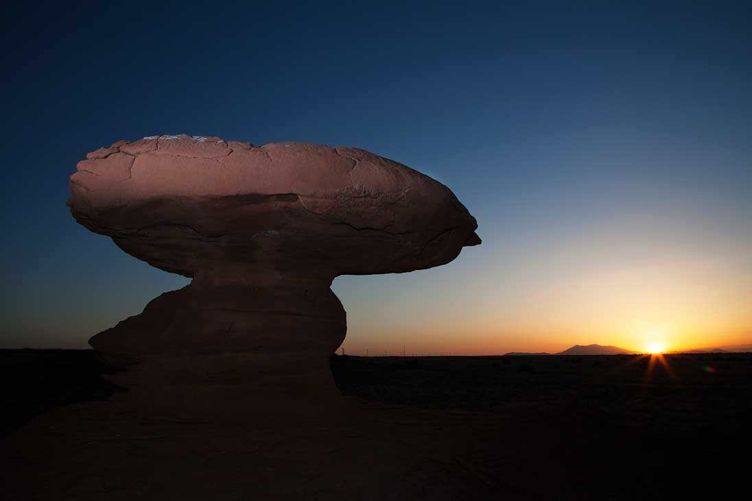 Rock formation in the high desert of northern Arizona at sunset