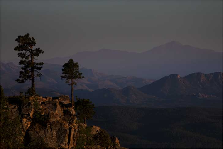 Looking southeast at sunset from the edge of the Mogollon Rim, Arizona.