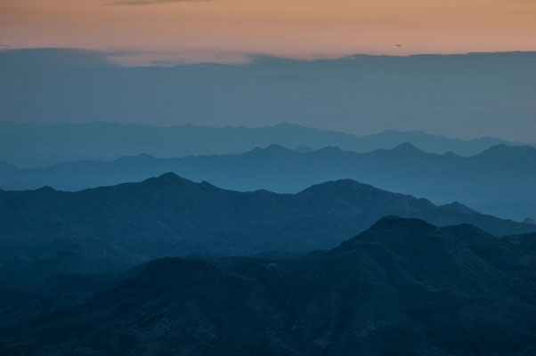 The view from Mt. Ord in the Mazatzal Mts., Arizona, at twilight.
