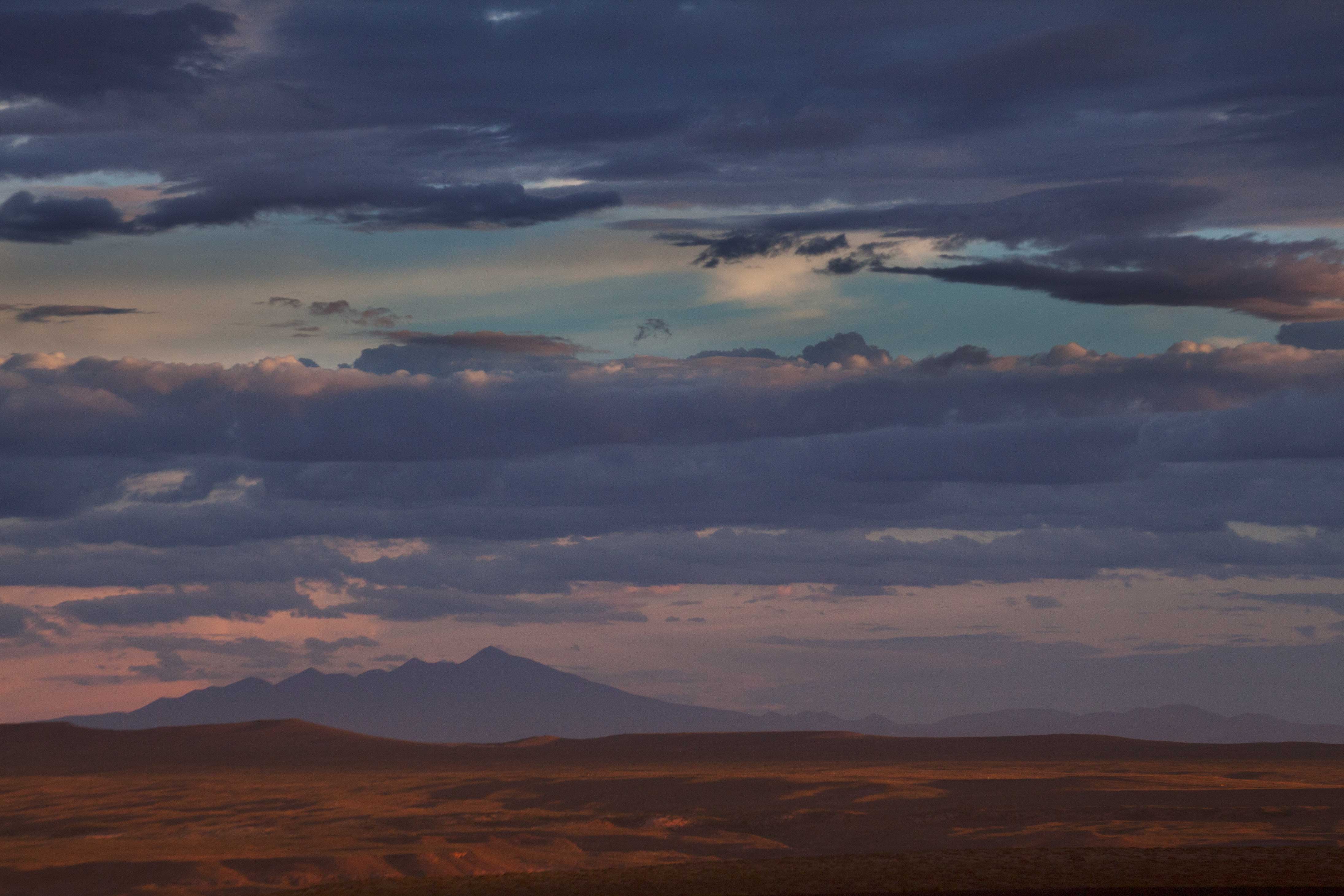 Looking south from the Navajo Reservation toward the distant San Francisco Peaks