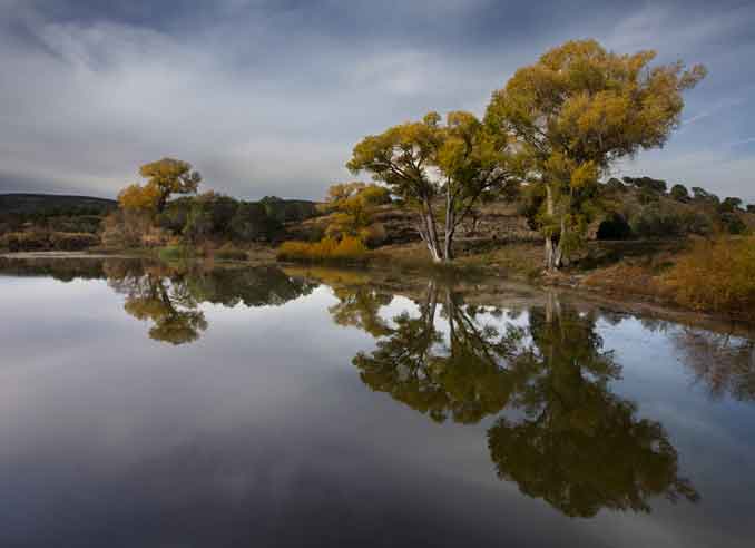 Seneca Lake in autumn on the San Carlos Apache Reservation in Arizona.