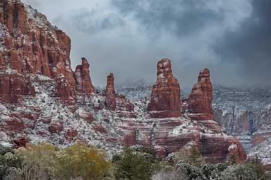 The Nuns (aka "The Sisters") rock formations in the red rock country near Sedona, Arizona