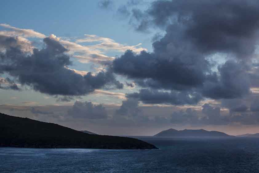 Islands, ocean and clouds in St. Thomas in the Virgin Islands