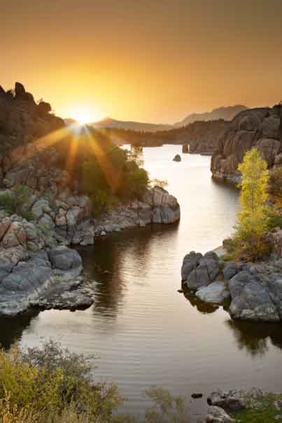 Sunset at Watson Lake, located on the edge of Prescott, Arizona